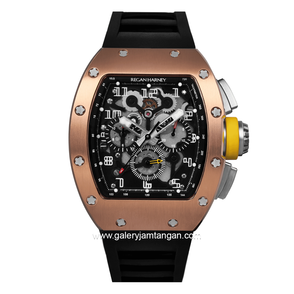 REGAN HARNEY RH64-41 CORVO Black Rosegold Rubber Strap