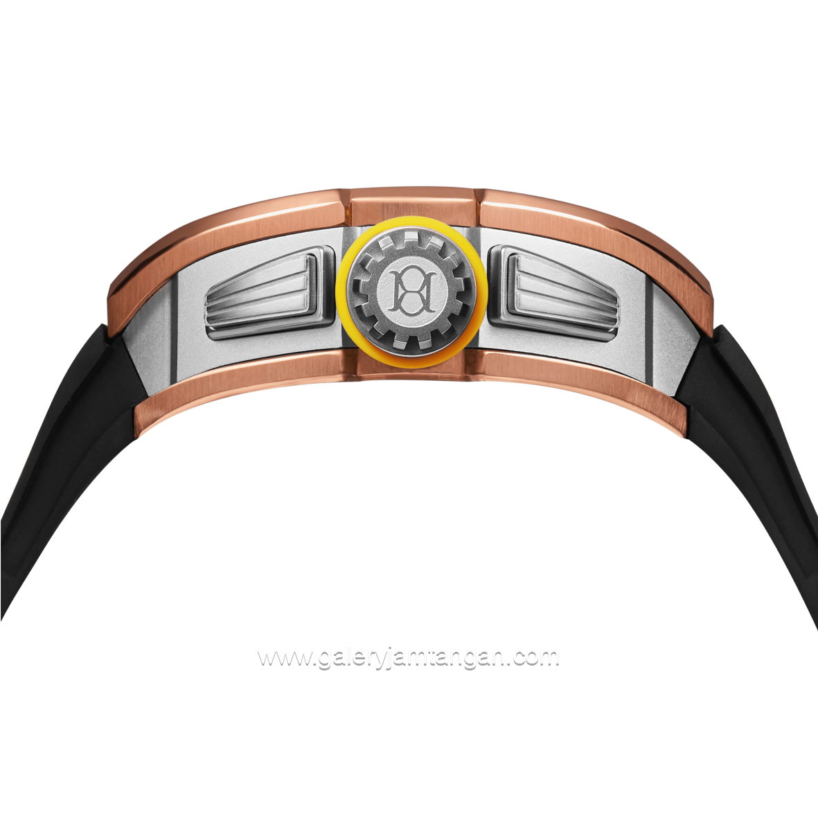 REGAN HARNEY RH64-41 CORVO Black Rosegold Rubber Strap