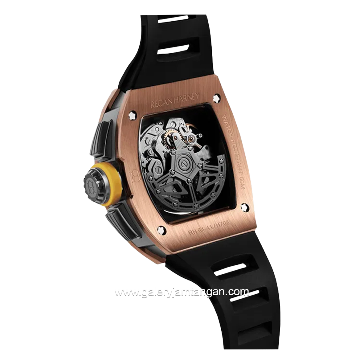 REGAN HARNEY RH64-41 CORVO Black Rosegold Rubber Strap