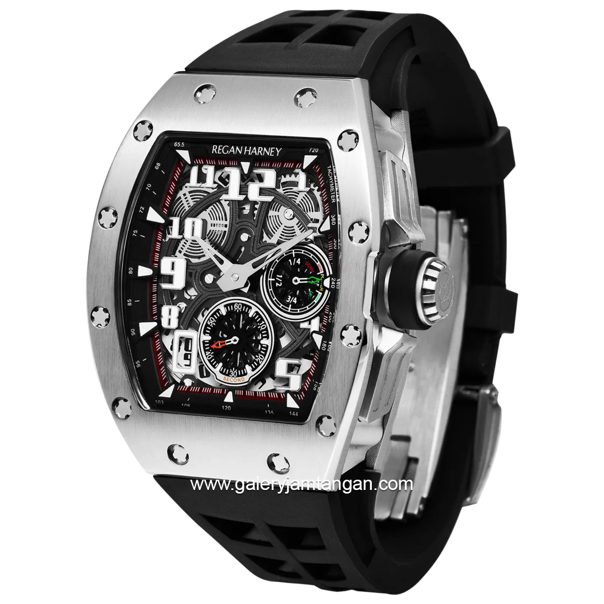 REGAN HARNEY RH81-12 QUATTRO Black Automatic Rubber Strap