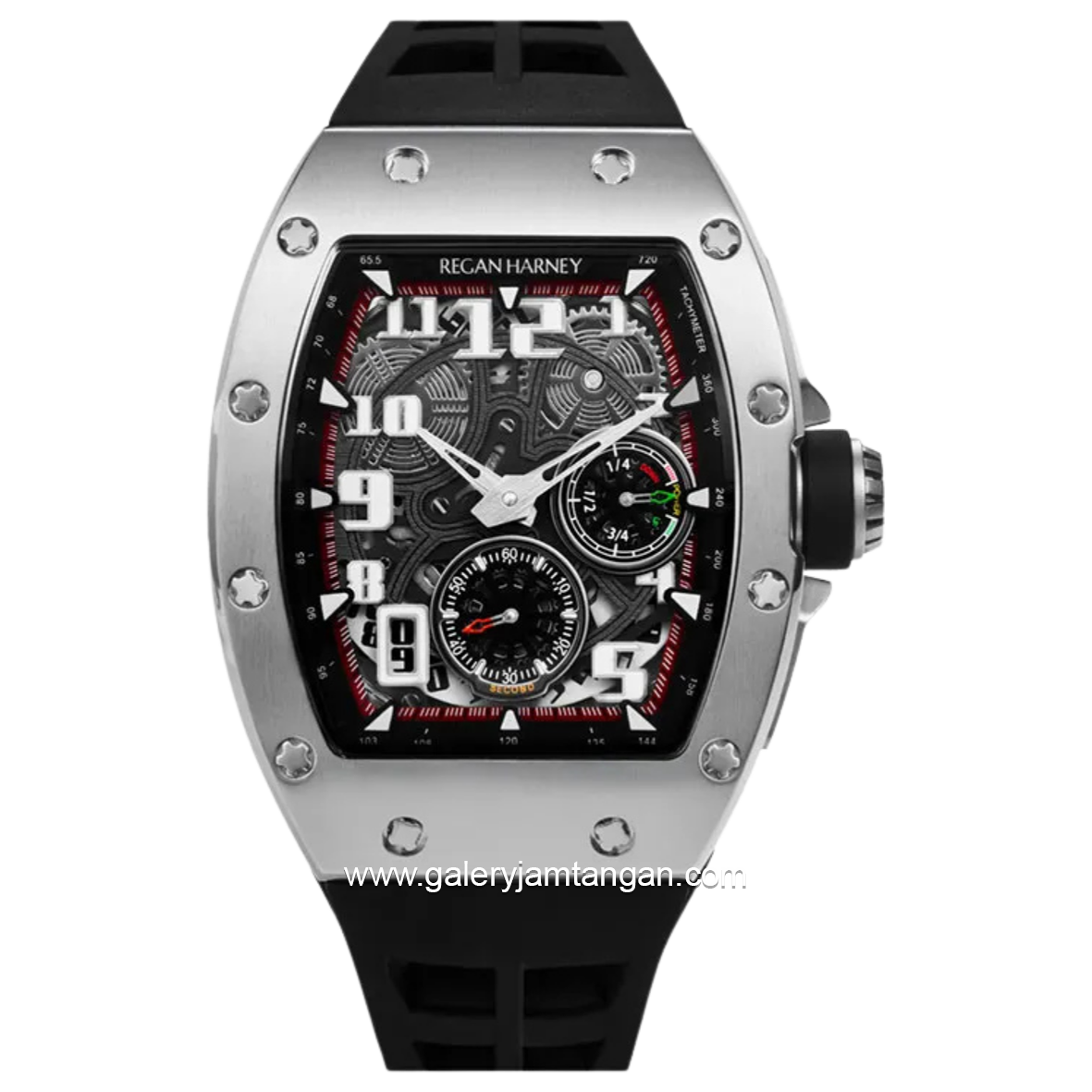 REGAN HARNEY RH81-12 QUATTRO Black Automatic Rubber Strap
