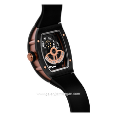 REGAN HARNEY RH32-12 THE YIN Balck Liat Rosegold Automatic Rubber Strap