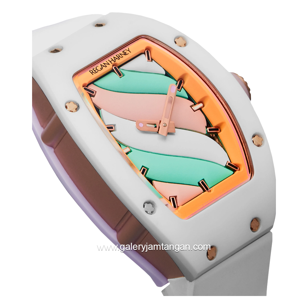 REGAN HARNEY RH32-13 BON BON White Automatic Rubber Strap