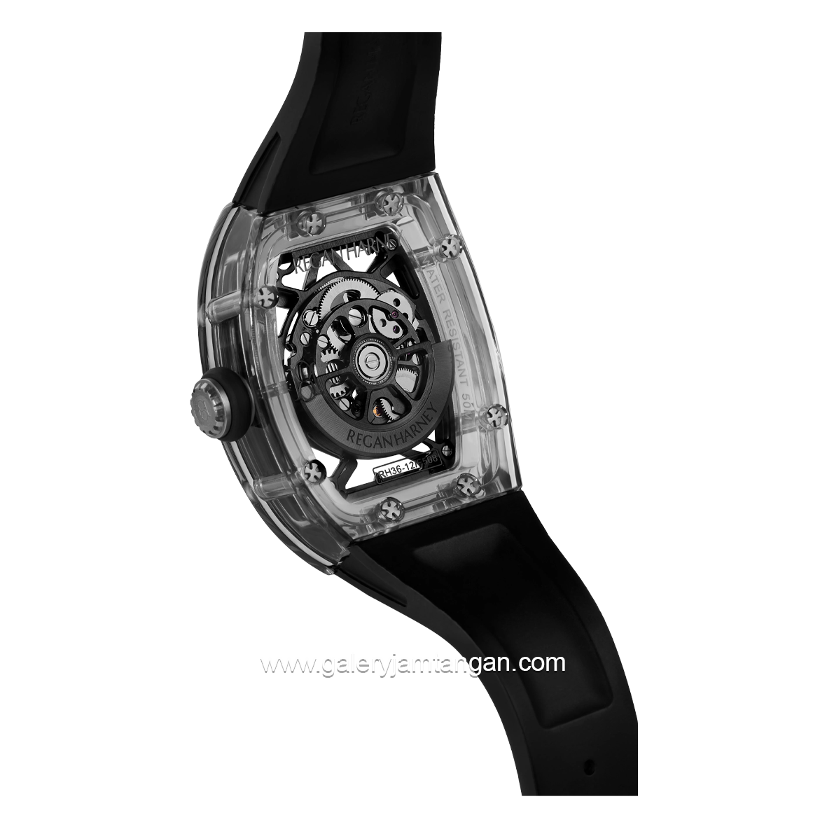 REGAN HARNEY RH36-12 NOIR Black Automatic Rubber Strap