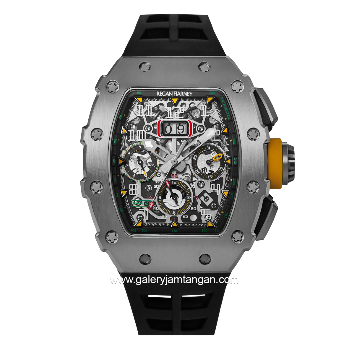 REGAN HARNEY RH41-21 MONTE CARLO Black Automatic Rubber Strap