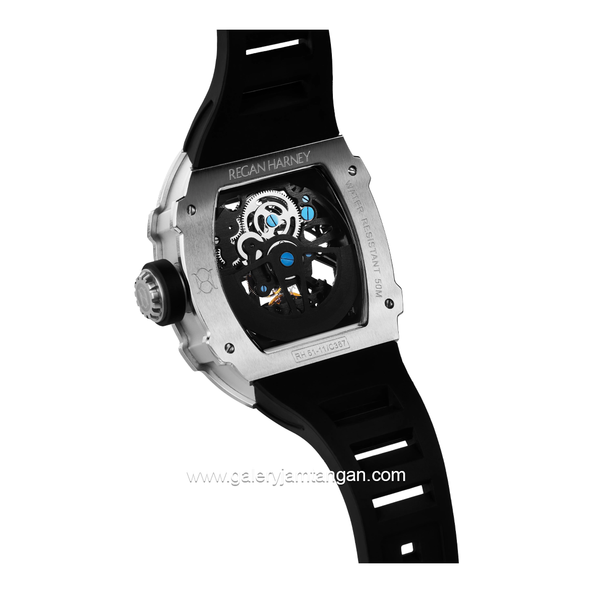 REGAN HARNEY RH51-11 COSMO Black Silver Automatic Rubber Strap
