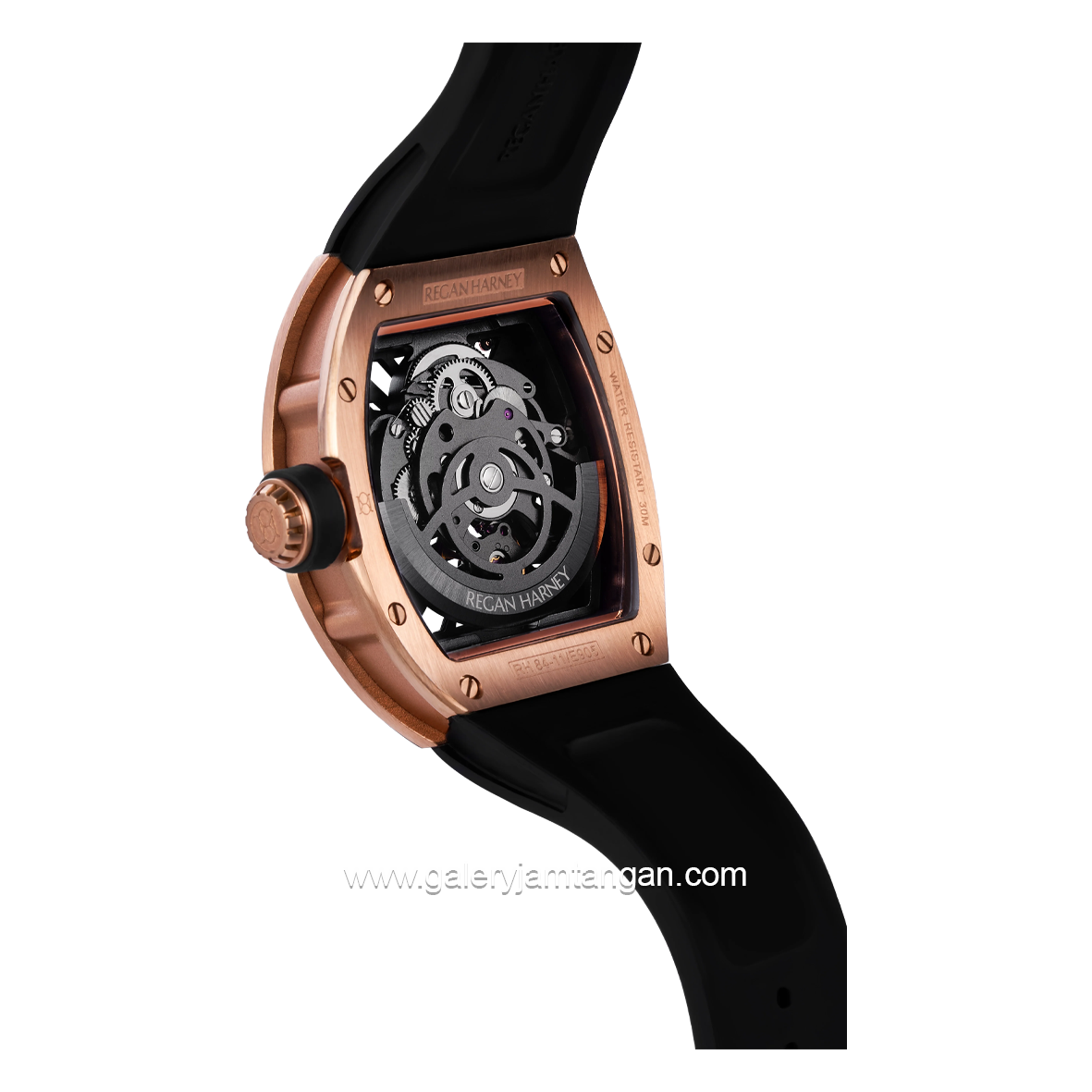 REGAN HARNEY RH84-11 GENESIS Black Rosegold Automatic Rubber Strap