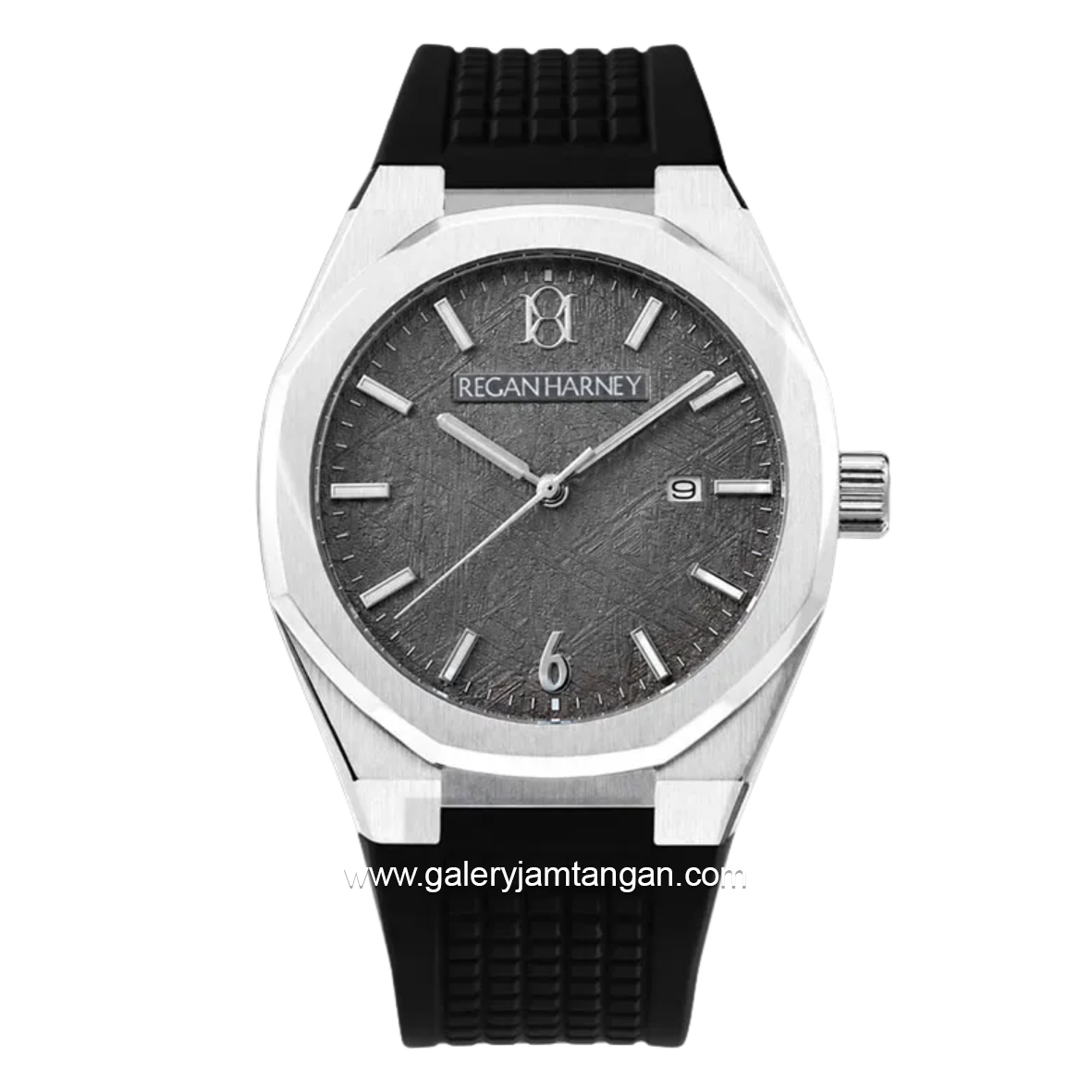 REGAN HARNEY REGAL SPORT RH001-04 Black Meteorite Silver Rubber Strap