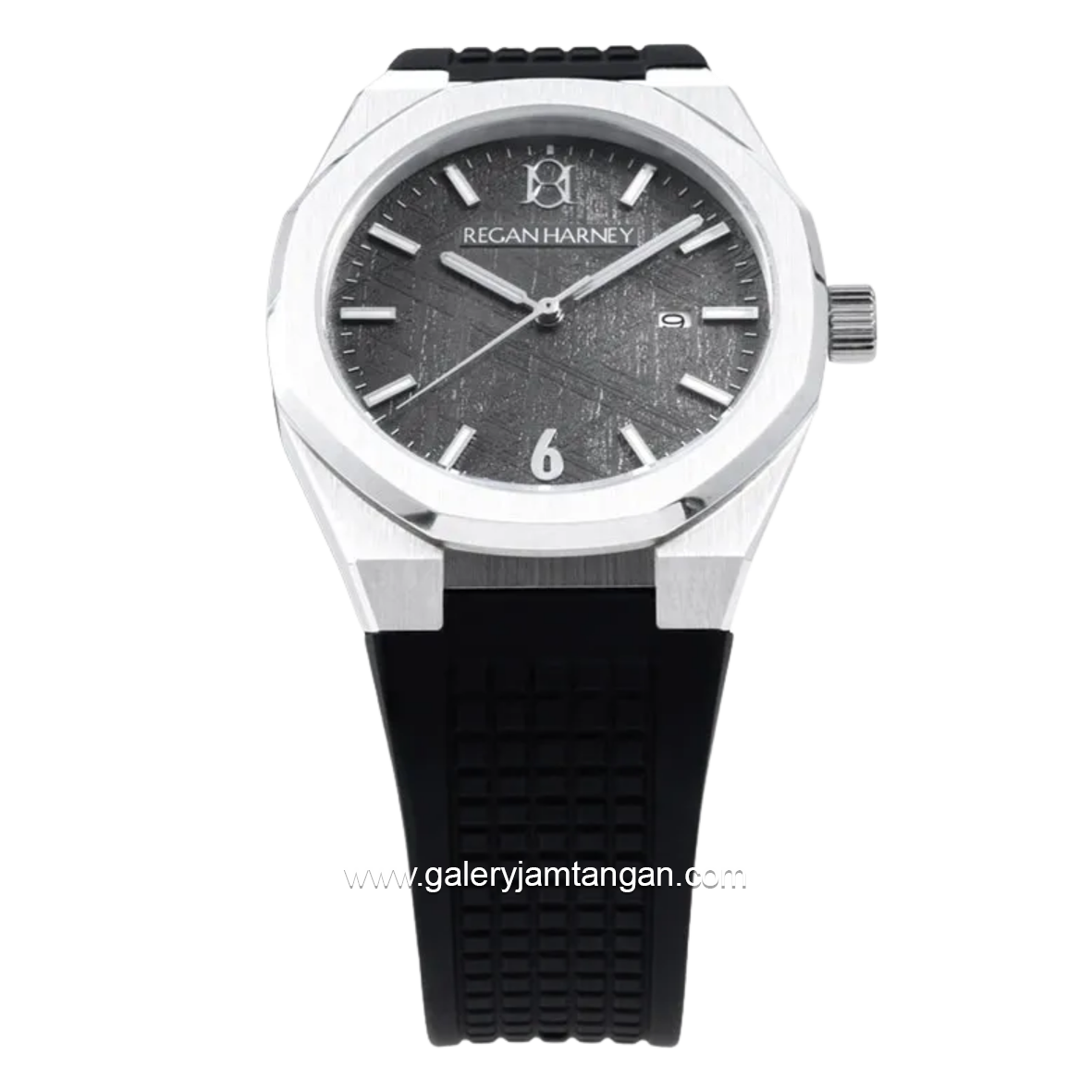 REGAN HARNEY REGAL SPORT RH001-04 Black Meteorite Silver Rubber Strap
