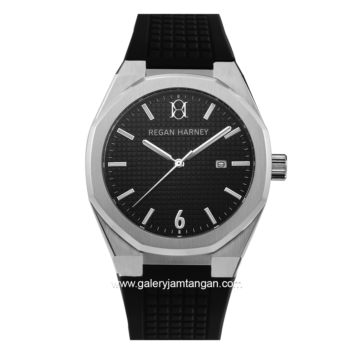 REGAN HARNEY RH001-01 REGAL SPORT Black Silver Rubber Strap