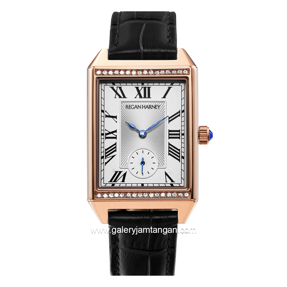 REGAN HARNEY SOLIS RH004-01 Black Rosegold Leather Strap