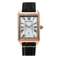 REGAN HARNEY SOLIS RH004-01 Black Rosegold Leather Strap