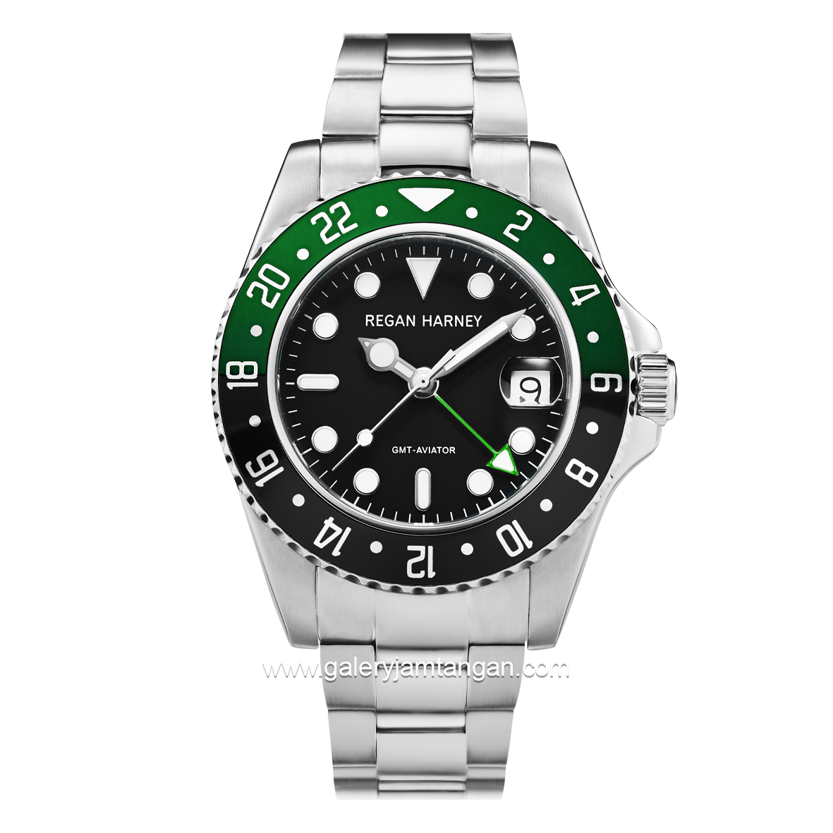 REGAN HARNEY RH009-02 GMT-AVIATOR Silver Dial Black Stainless Steel