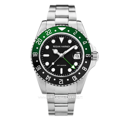 REGAN HARNEY RH009-02 GMT-AVIATOR Silver Dial Black Stainless Steel