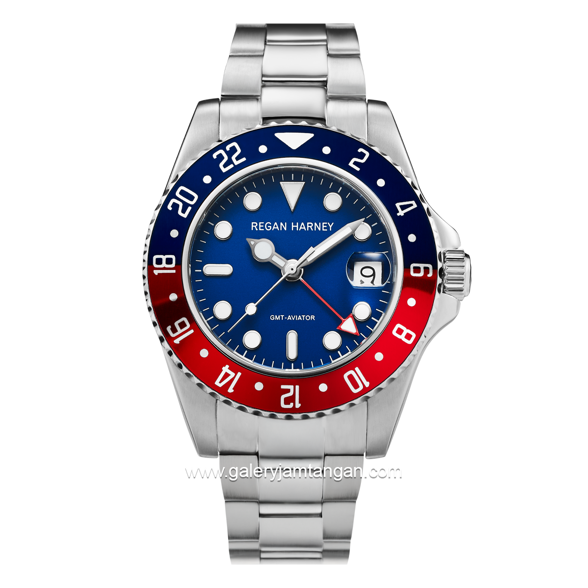 REGAN HARNEY RH009-01 GMT-AVIATOR Silver Dial Blue Stainless Steel