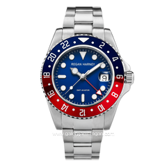 REGAN HARNEY RH009-01 GMT-AVIATOR Silver Dial Blue Stainless Steel