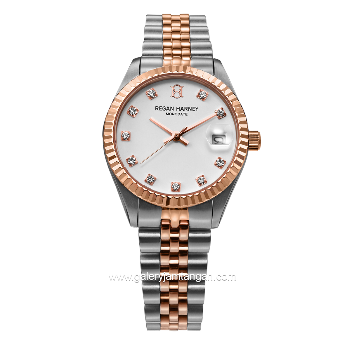 REGAN HARNEY LADY MONODATE RH013-01 Combination Silver Rosegold Dial White Stainless Steel