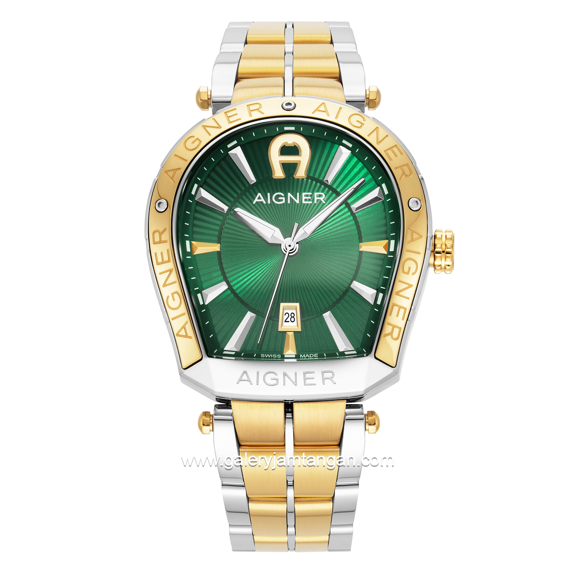 AIGNER ROVIGO AGW.246003 Silver Gold Dial Green Watch Swiss Made