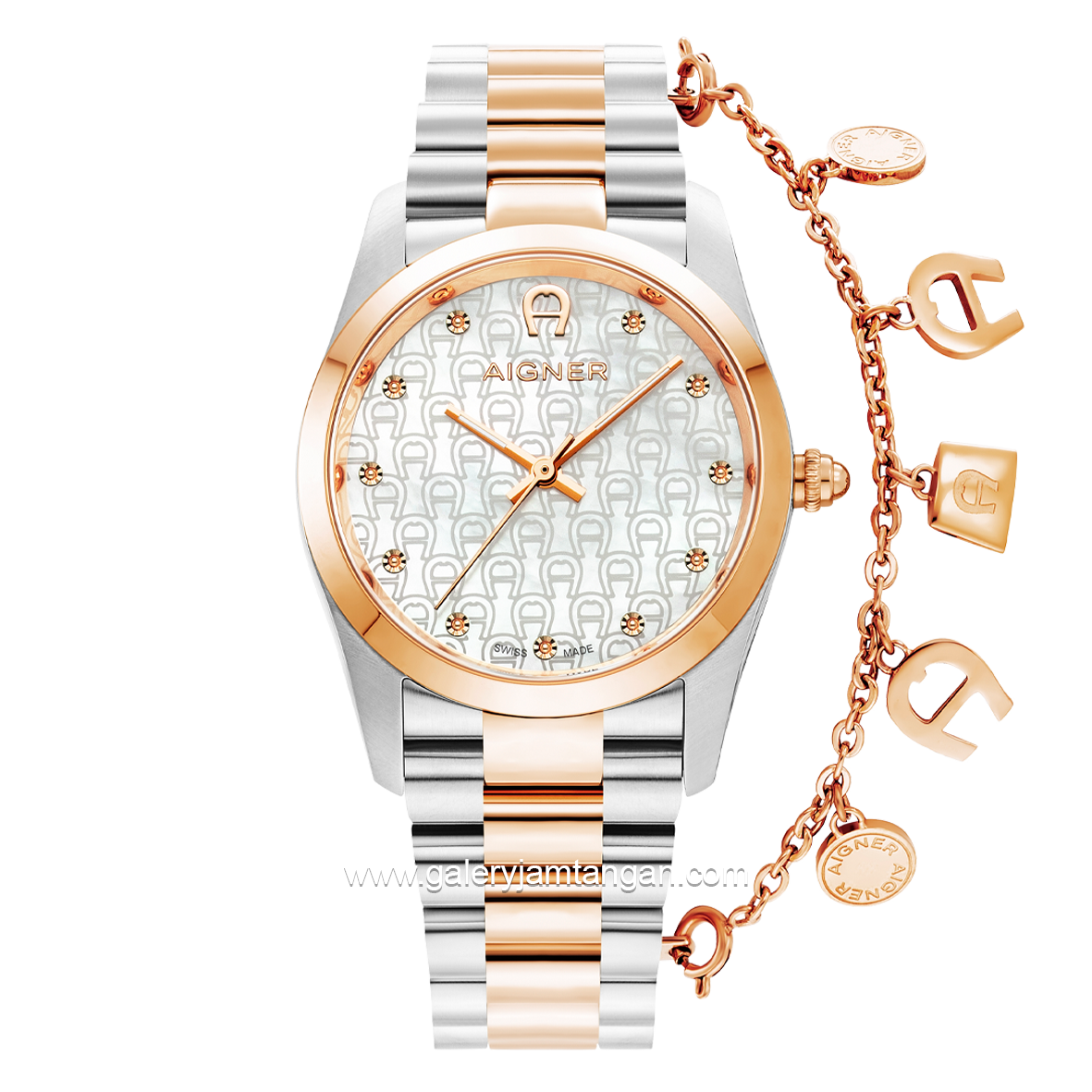 AIGNER SCAFATI AGW.237002 Women's Watch Silver Rosegold Swiss Made