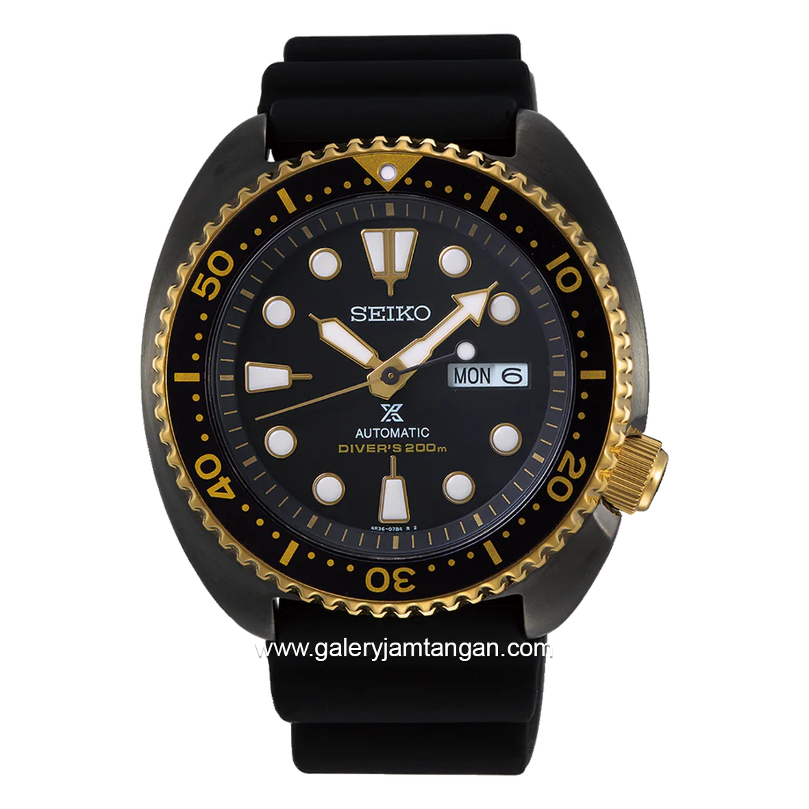 SEIKO PROSPEX Tutle SRPD46K1 Automatic Black Ring Gold Diver's Rubber Strap