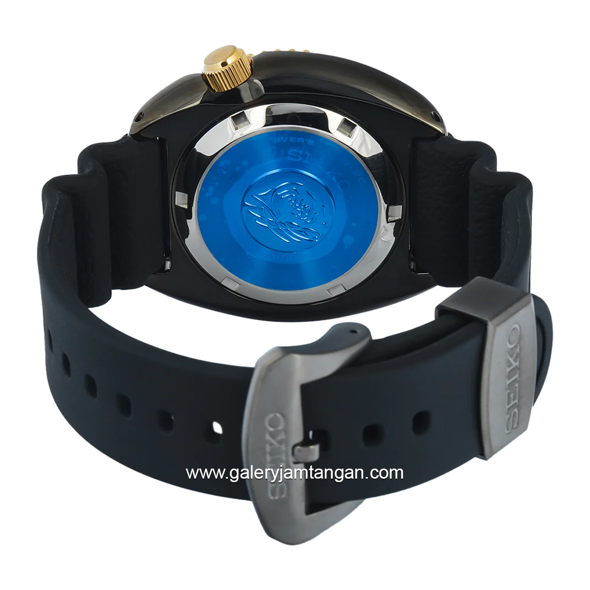 SEIKO PROSPEX Tutle SRPD46K1 Automatic Black Ring Gold Diver's Rubber Strap