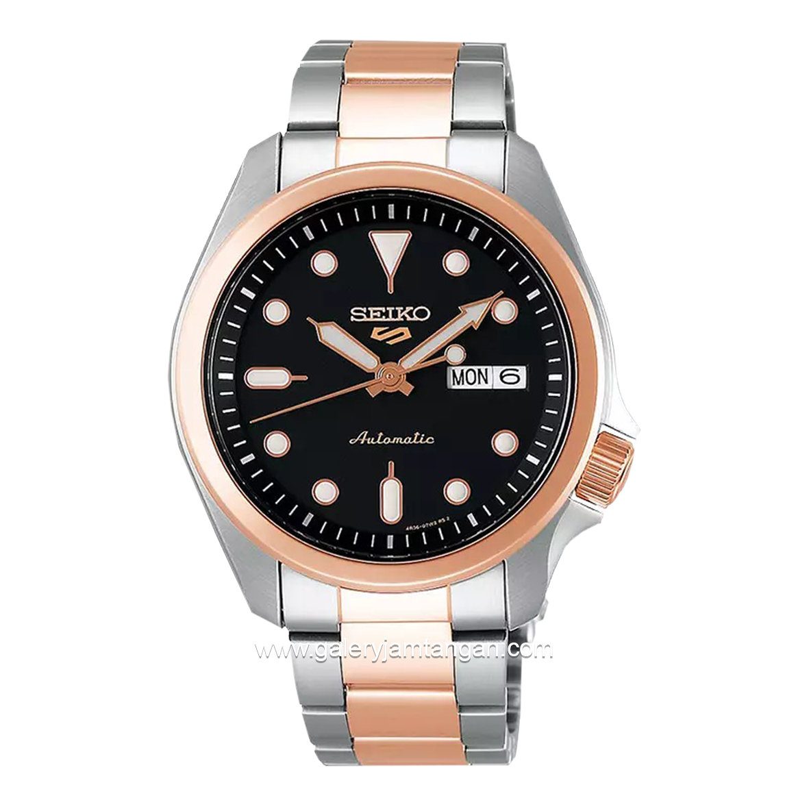 SEIKO 5 SPORT SRPE58K1 Silver Rosegold Dial Black Automatic Stainless Steel