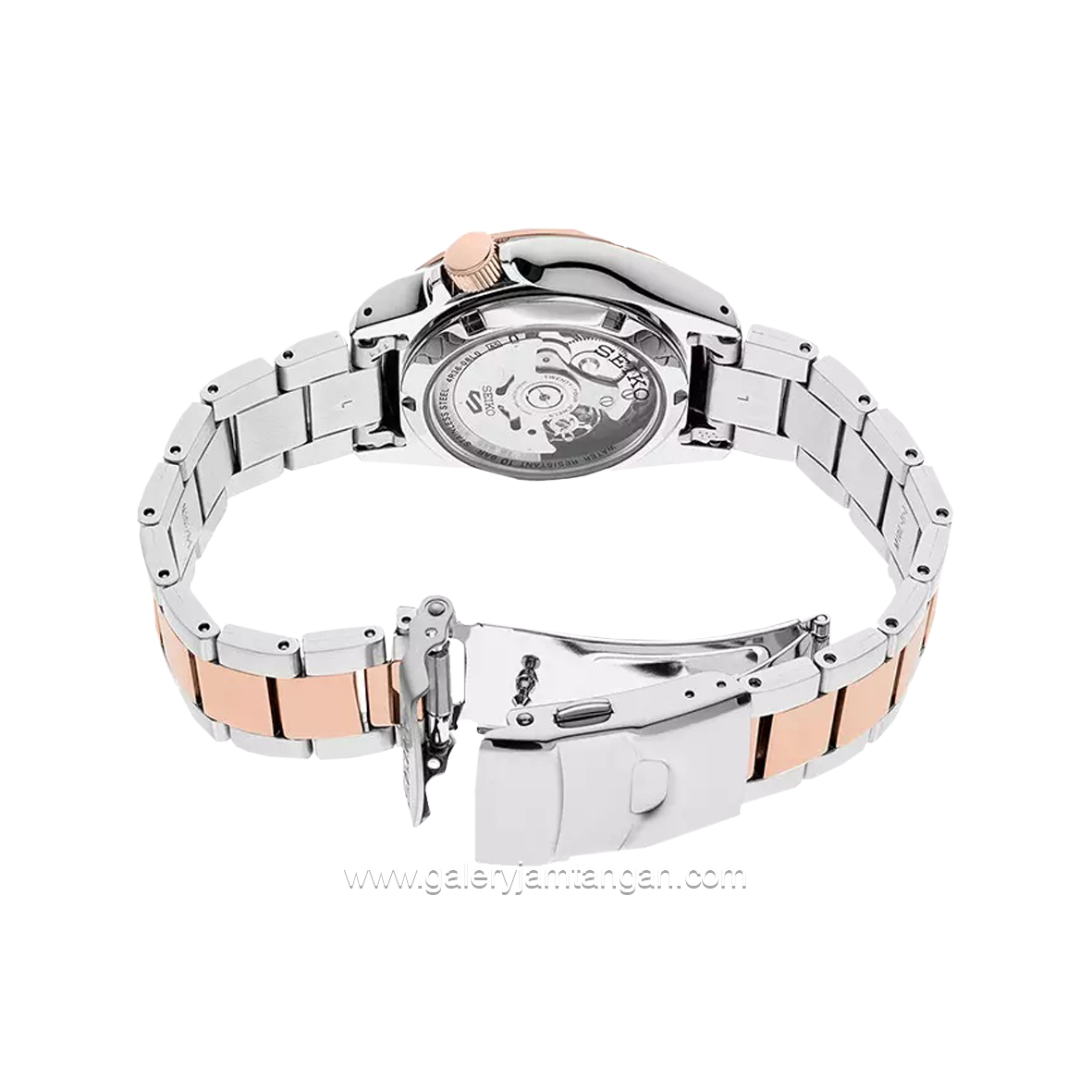 SEIKO 5 SPORT SRPE58K1 Silver Rosegold Dial Black Automatic Stainless Steel