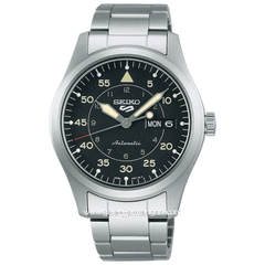 SEIKO 5 Sports Flieger SRPH27K1 Field Suits Style Black Dial Stainless Steel Strap