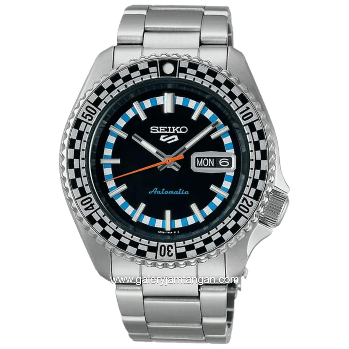 SEIKO 5 Sports SRPK67K1 5KX SKX Checker Flag Black Dial Stainless Steel Strap Special Edition