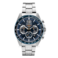 SEIKO Chronograph SSB345P1 Silver Dial Blue Stainless Steel