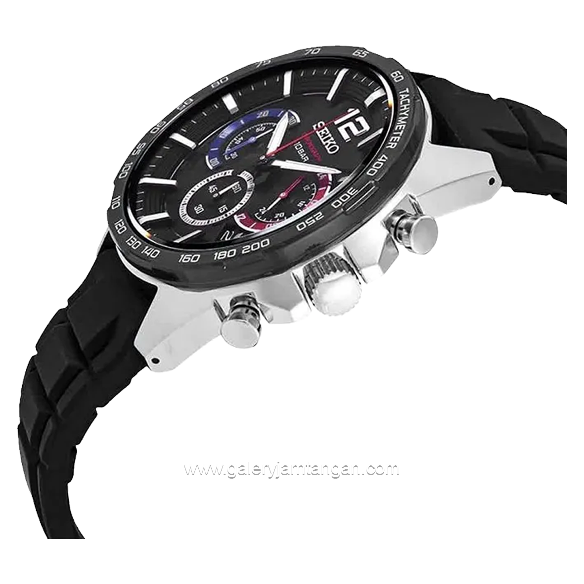 SEIKO NEO SPORT SSB347P1 Chronograph Black Silver Rubber Strap