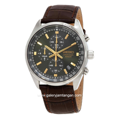 SEIKO SSB385P1 Chronograph Brown Dial Green Leather Strap