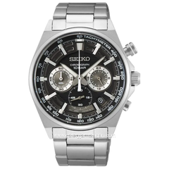 SEIKO Chronograph SSB397P1 Essentials Discover More Men Black Dial Stainless Steel Strap