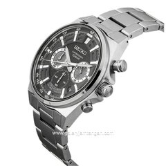 SEIKO Chronograph SSB397P1 Essentials Discover More Men Black Dial Stainless Steel Strap