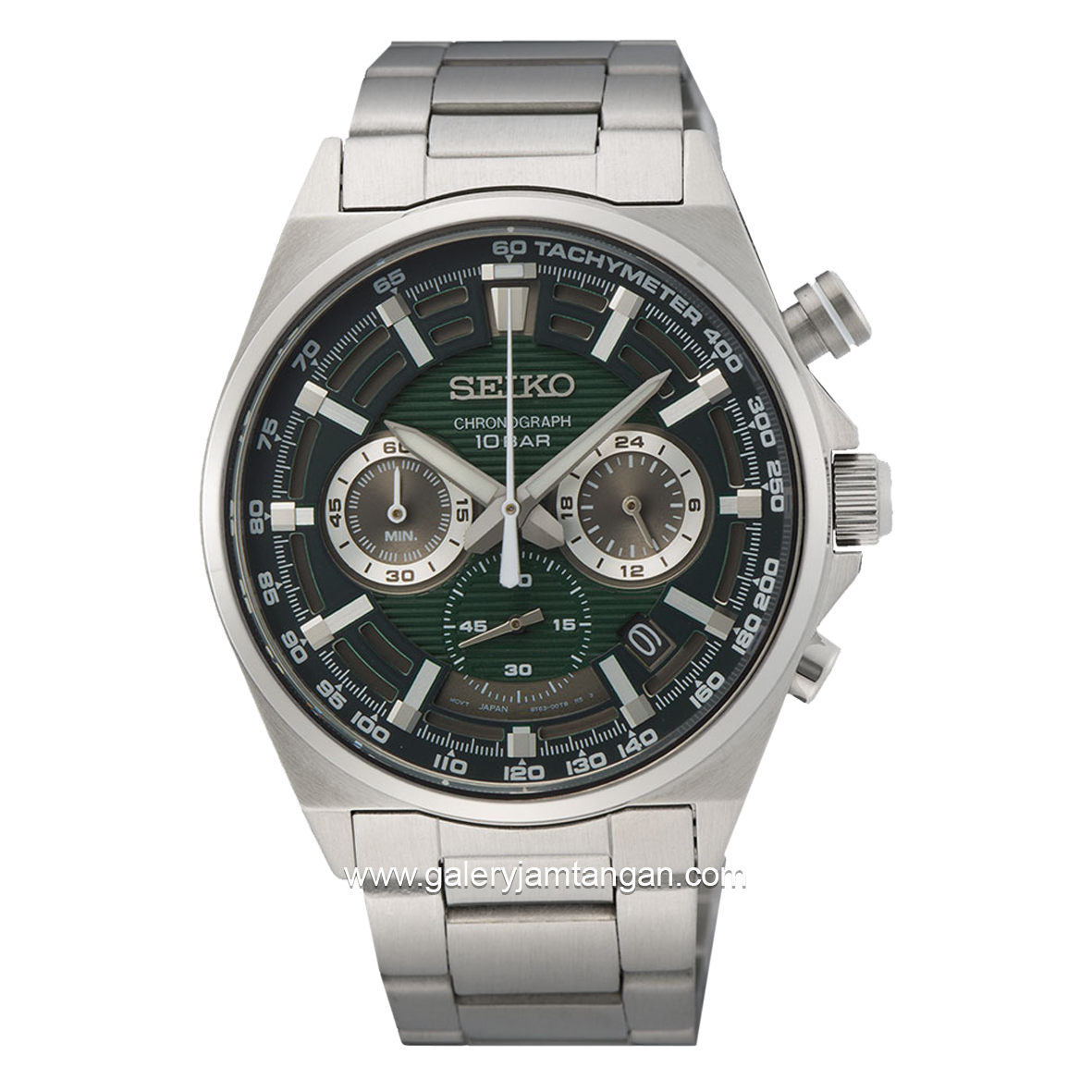 SEIKO CHRONOGRAPH SSB405P1 Silver Dial Green Stainless Steel