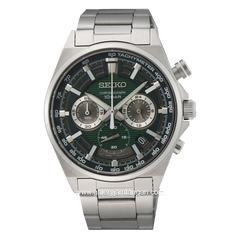 SEIKO CHRONOGRAPH SSB405P1 Silver Dial Green Stainless Steel