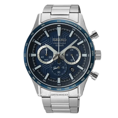 SEIKO SSB445P1 Chronograph Silver Dial Blue Stainless Steel