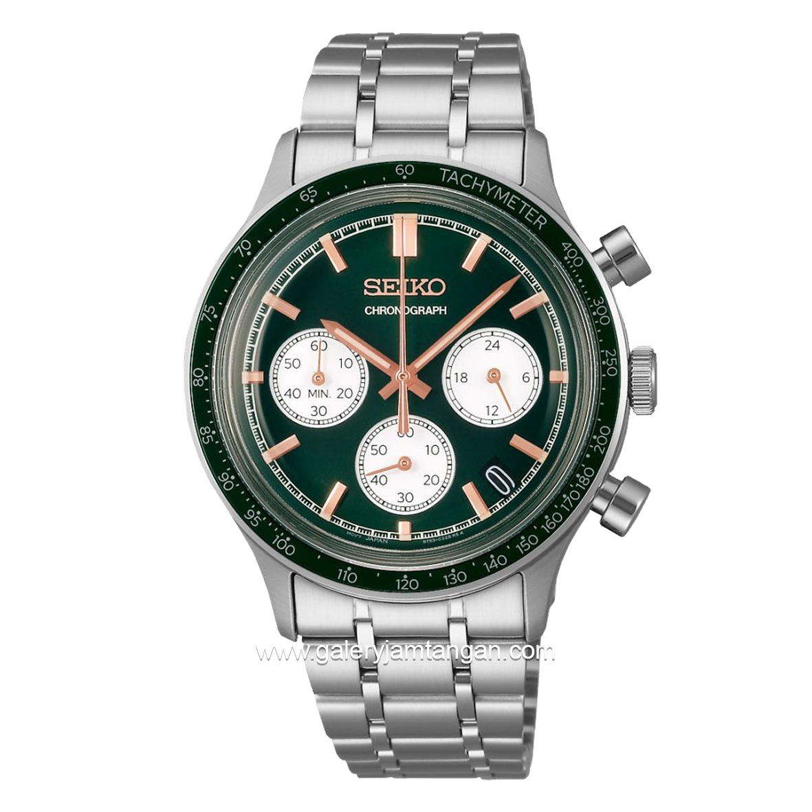 SEIKO SSB481P1 Chronograph Silver Dial Green Stainless Steel