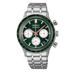 SEIKO SSB481P1 Chronograph Silver Dial Green Stainless Steel