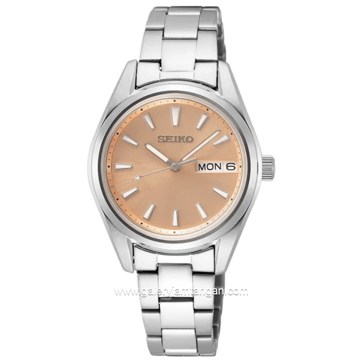 SEIKO SUR351P1 Ladies Orange Salmon Dial Stainless Steel Strap