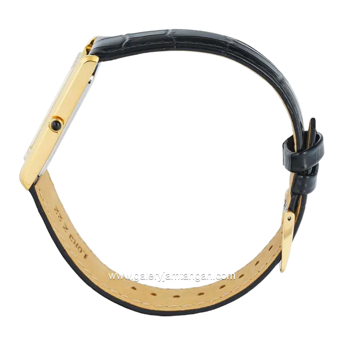 SEIKO CLASSIC SWR104P1 & SWR108P1 Tank Black Ring Gold Leather Strap