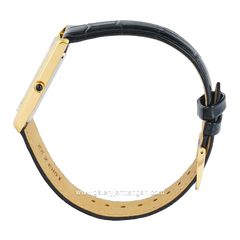 SEIKO CLASSIC SWR104P1 & SWR108P1 Tank Black Ring Gold Leather Strap