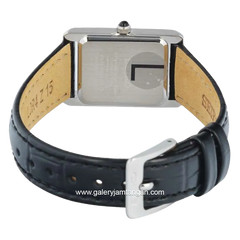 SEIKO CLASSIC SWR103P1 & SWR107P1 Tank Black Silver Leather Strap