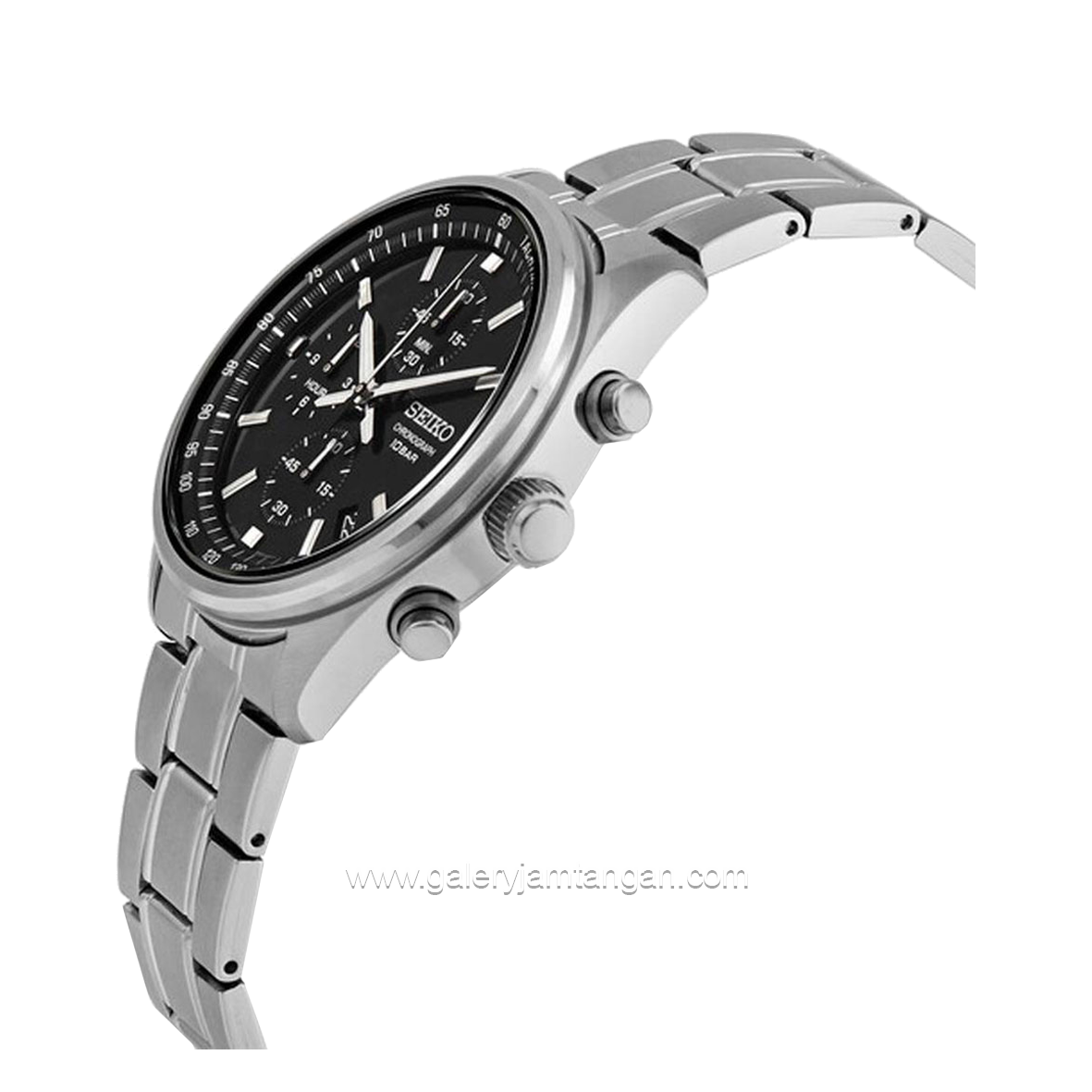 SEIKO Chronograph SSB379P1 Silver Dial Black Stainless Steel