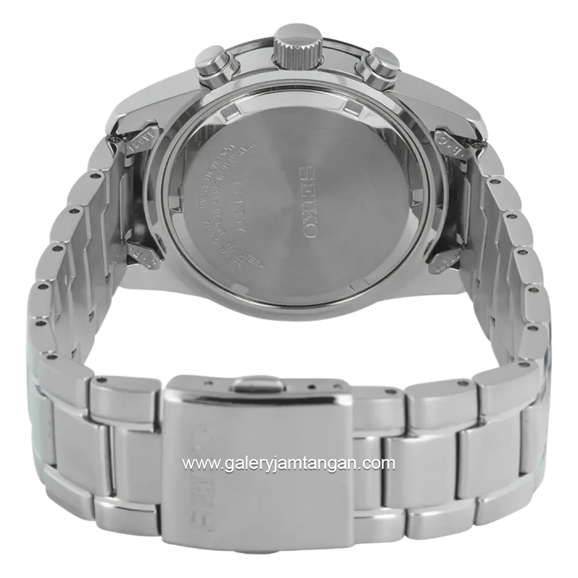 SEIKO SNAD89P1 Chronograph Silver Dial Black Stainless Steel Strap