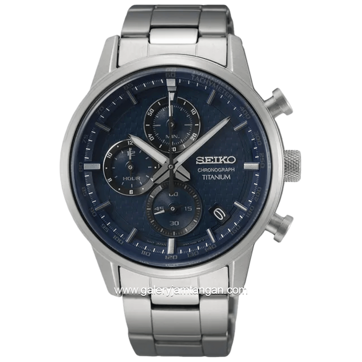 SEIKO Chronograph SSB387P1 Discover More Men Blue Dial Titanium Strap