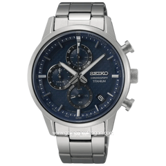 SEIKO Chronograph SSB387P1 Discover More Men Blue Dial Titanium Strap