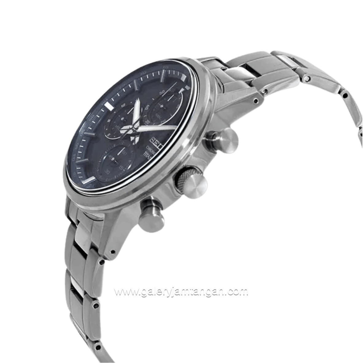 SEIKO Chronograph SSB387P1 Discover More Men Blue Dial Titanium Strap