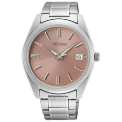 SEIKO Classic SUR523P1 Discover More Pink Salmon Dial Stainless Steel Strap