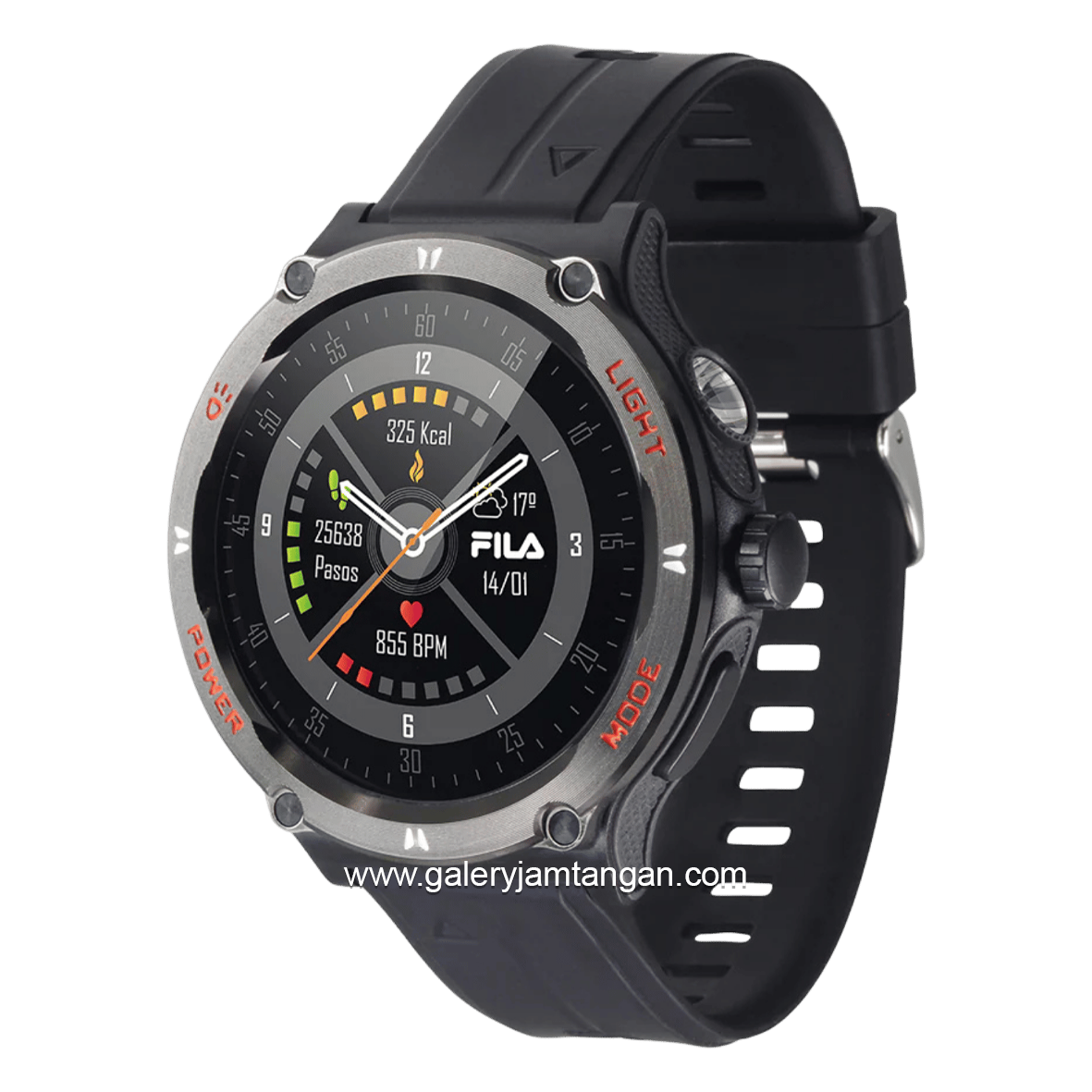 FILA SMARTWATCH SW/56 Black Silicone Extra Strap Brown Leather